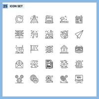 25 User Interface Line Pack of modern Signs and Symbols of database marketing security http smoke Editable Vector Design Elements