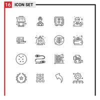 Set of 16 Commercial Outlines pack for photo image repair camera safe Editable Vector Design Elements