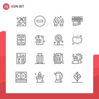 Universal Icon Symbols Group of 16 Modern Outlines of entertainment data remove connection nature Editable Vector Design Elements