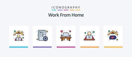 Work From Home Line Filled 5 Icon Pack Including keyboard. connection. conference. wifi. home. Creative Icons Design vector