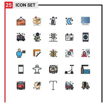 usuario interfaz paquete de 25 básico lleno línea plano colores de web multimedia crecimiento izquierda flecha editable vector diseño elementos