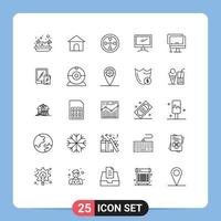 Universal Icon Symbols Group of 25 Modern Lines of mobile smartphone turbine pc device Editable Vector Design Elements