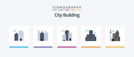 ciudad edificio plano 5 5 icono paquete incluso . edificio.. creativo íconos diseño vector