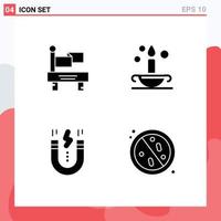 Set of 4 Vector Solid Glyphs on Grid for flag interface aladdin lamp snap Editable Vector Design Elements