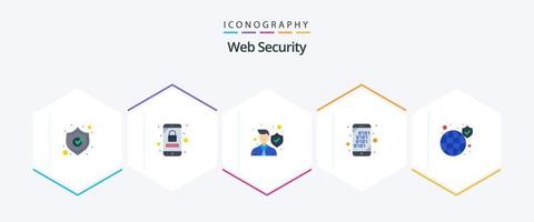 Web Security 25 Flat icon pack including protection. search. profile. mobile. binary vector