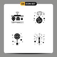 Solid Glyph Pack of 4 Universal Symbols of iot chinese of heart new year Editable Vector Design Elements