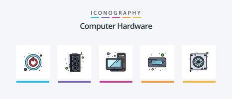 computadora hardware línea lleno 5 5 icono paquete incluso juego almohadilla. almacenamiento. hardware. hardware. computadora. creativo íconos diseño vector