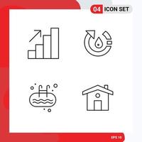 4 Universal Line Signs Symbols of analytics ladder drop nature sport Editable Vector Design Elements