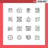 Stock Vector Icon Pack of 16 Line Signs and Symbols for box user light management graphic design Editable Vector Design Elements