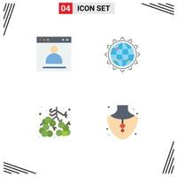 Pack of 4 creative Flat Icons of browser optimization page globe food Editable Vector Design Elements