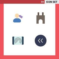 Group of 4 Modern Flat Icons Set for tag interaction work castle tower touch Editable Vector Design Elements