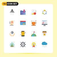 Group of 16 Flat Colors Signs and Symbols for realization issues apple flow juice Editable Pack of Creative Vector Design Elements