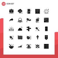 25 Universal Solid Glyphs Set for Web and Mobile Applications shapes delivery computing broken essential Editable Vector Design Elements