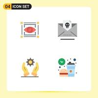 4 Universal Flat Icons Set for Web and Mobile Applications visual development eye mail solutions Editable Vector Design Elements