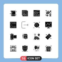 User Interface Pack of 16 Basic Solid Glyphs of up management fi growth usability Editable Vector Design Elements