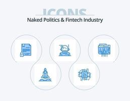 Naked Politics And Fintech Industry Blue Icon Pack 5 Icon Design. algorithm. adviser. fintech. robo advisor. document vector