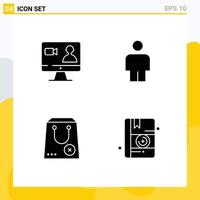 Universal Icon Symbols Group of 4 Modern Solid Glyphs of job e computer buy medical Editable Vector Design Elements