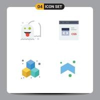 conjunto de 4 4 moderno ui íconos símbolos señales para fantasma caja divertido css flecha editable vector diseño elementos