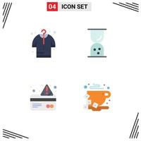 Group of 4 Modern Flat Icons Set for buy credit business time break Editable Vector Design Elements