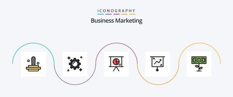 negocio márketing línea lleno plano 5 5 icono paquete incluso finanzas. negocio. comercio. presentación vector