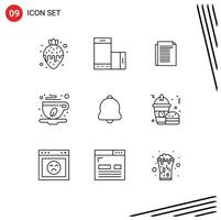 Pack of 9 creative Outlines of alert coffee smartphone cafe paper Editable Vector Design Elements