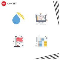 Pictogram Set of 4 Simple Flat Icons of bleeding processing injury project flag Editable Vector Design Elements