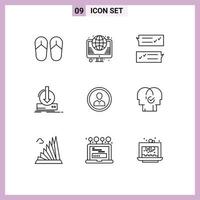 9 Universal Outline Signs Symbols of game dlc chat content support Editable Vector Design Elements