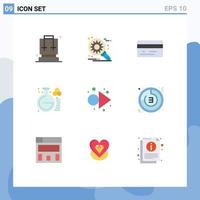 Set of 9 Vector Flat Colors on Grid for right arrow back study education Editable Vector Design Elements