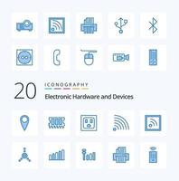 20 Devices Blue Color icon Pack like connection usb connection connection paper vector