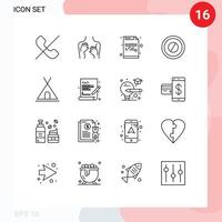 Outline Pack of 16 Universal Symbols of nature tablet woman medicine mail Editable Vector Design Elements