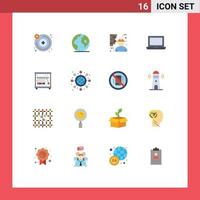 16 User Interface Flat Color Pack of modern Signs and Symbols of pendulum macbook architecture laptop worker Editable Pack of Creative Vector Design Elements