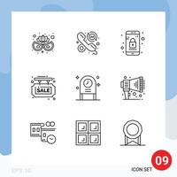 Modern Set of 9 Outlines and symbols such as celebration sale board app sale info Editable Vector Design Elements