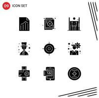 Set of 9 Modern UI Icons Symbols Signs for cook avatar failure management human Editable Vector Design Elements