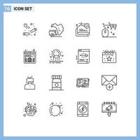 Set of 16 Commercial Outlines pack for address online connection mouse basket Editable Vector Design Elements