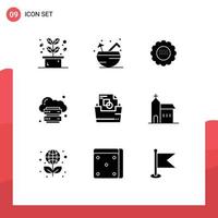 Pack of 9 creative Solid Glyphs of platform infrastructure flora hosting spring Editable Vector Design Elements