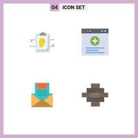 4 Universal Flat Icon Signs Symbols of report e user id website envelope Editable Vector Design Elements