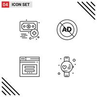 Modern Set of 4 Filledline Flat Colors Pictograph of business page income advertisement web Editable Vector Design Elements