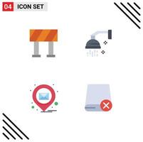 Stock Vector Icon Pack of 4 Line Signs and Symbols for block pin beauty shower computers Editable Vector Design Elements