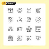 Set of 16 Commercial Outlines pack for phone book directory kitchen book file Editable Vector Design Elements