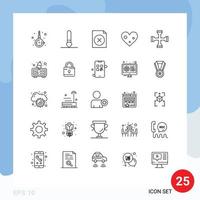 Pictogram Set of 25 Simple Lines of setting cross delete favorite love Editable Vector Design Elements