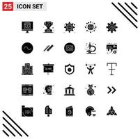 Set of 25 Modern UI Icons Symbols Signs for marketing world winner globe gear Editable Vector Design Elements