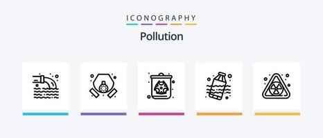 Pollution Line 5 Icon Pack Including . pollution. pollution. leak. disable. Creative Icons Design vector
