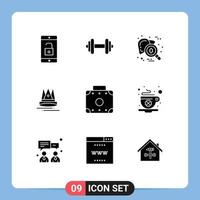 Pictogram Set of 9 Simple Solid Glyphs of briefcase education checkup content virus Editable Vector Design Elements