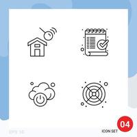 Group of 4 Filledline Flat Colors Signs and Symbols for city cloud search list technology Editable Vector Design Elements