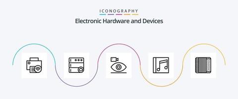 Devices Line 5 Icon Pack Including songs. music. cam. media. media vector