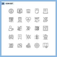 Group of 25 Lines Signs and Symbols for mouse devices online cursor id card Editable Vector Design Elements