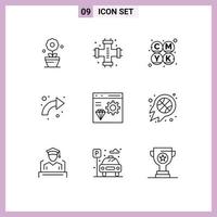 9 Universal Outlines Set for Web and Mobile Applications brower up cmyk right arrows Editable Vector Design Elements