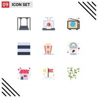 Stock Vector Icon Pack of 9 Line Signs and Symbols for theater wireframe report grid world Editable Vector Design Elements