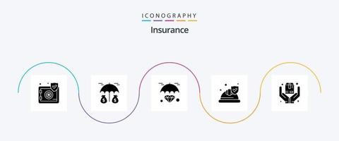 Insurance Glyph 5 Icon Pack Including safe. hands. hold. shield. insurance vector