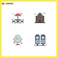 Mobile Interface Flat Icon Set of 4 Pictograms of table heard architecture merroir sound Editable Vector Design Elements